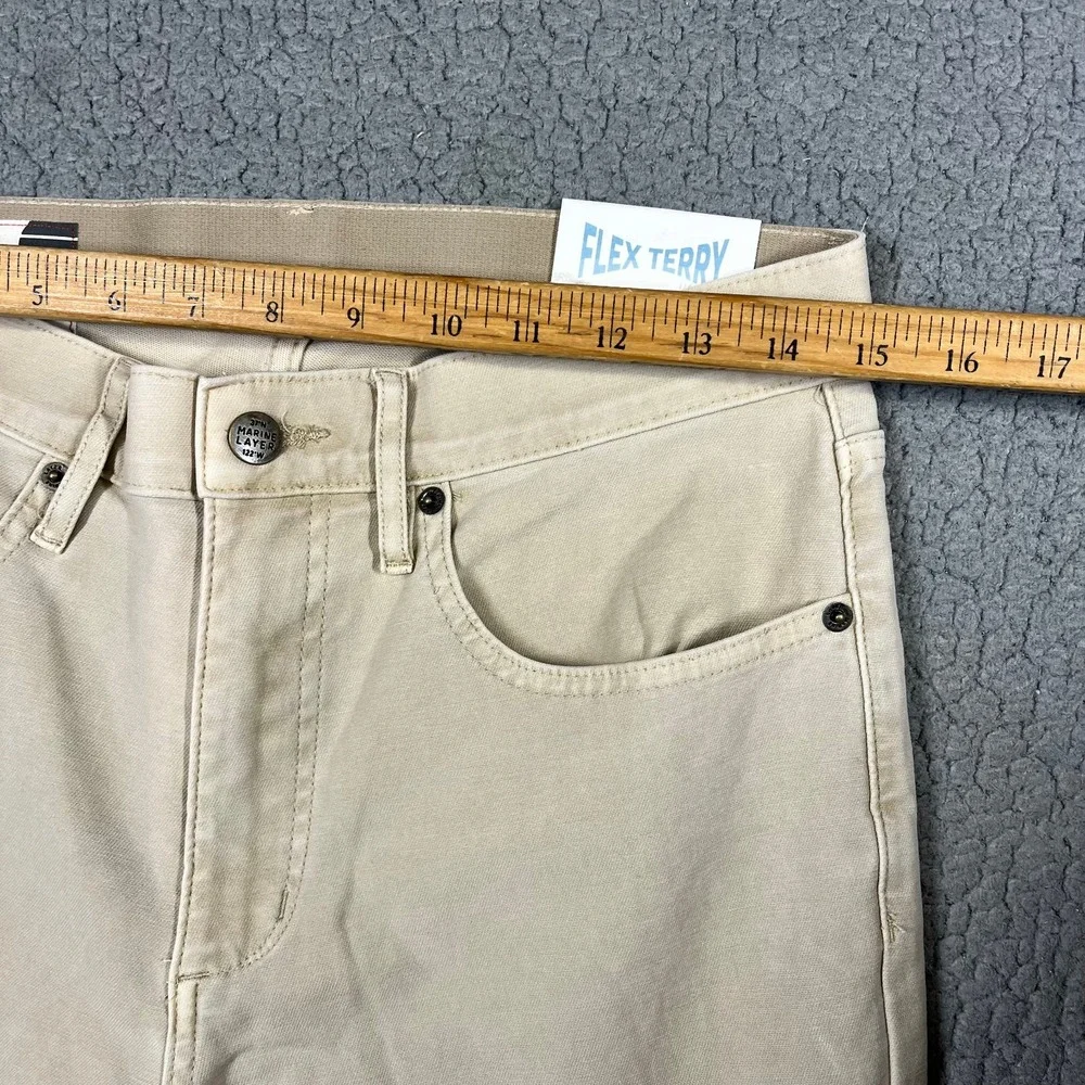 Marine Layer Flex Terry Pant Slim Straight Khaki Tan 30x30 NWT MRSP $148